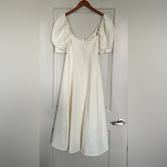 Zara Linen Blend Short Sleeve Maxi Dress Cream Size Small - Picture 2 of 3